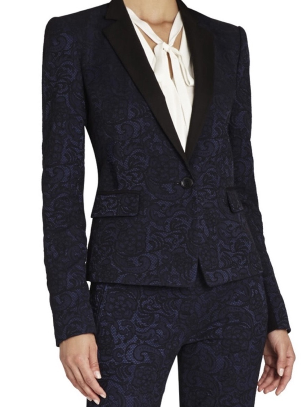 BCBG “Philipe” Black & Navy Lace Blazer